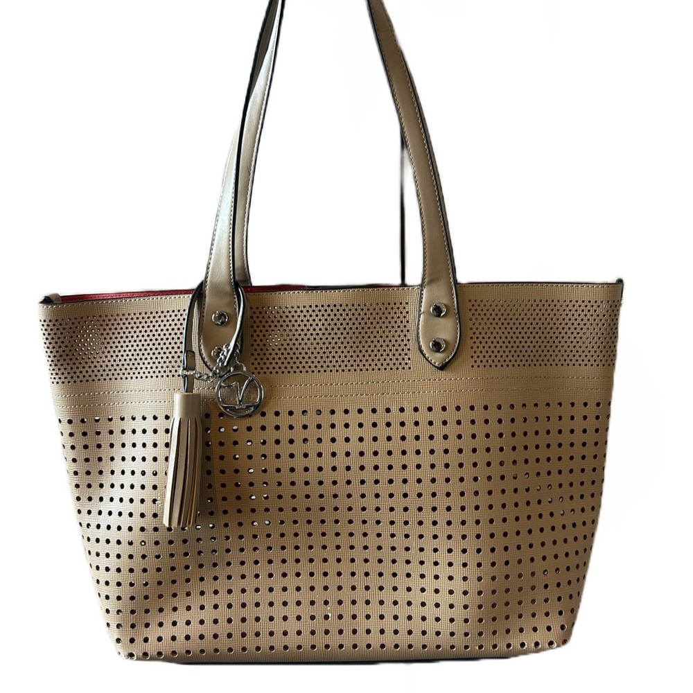 Tan Perforated Tote Bag Professional Work Bag